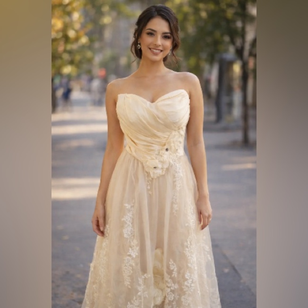 Vintage 1950s Cream Strapless Wedding Dress